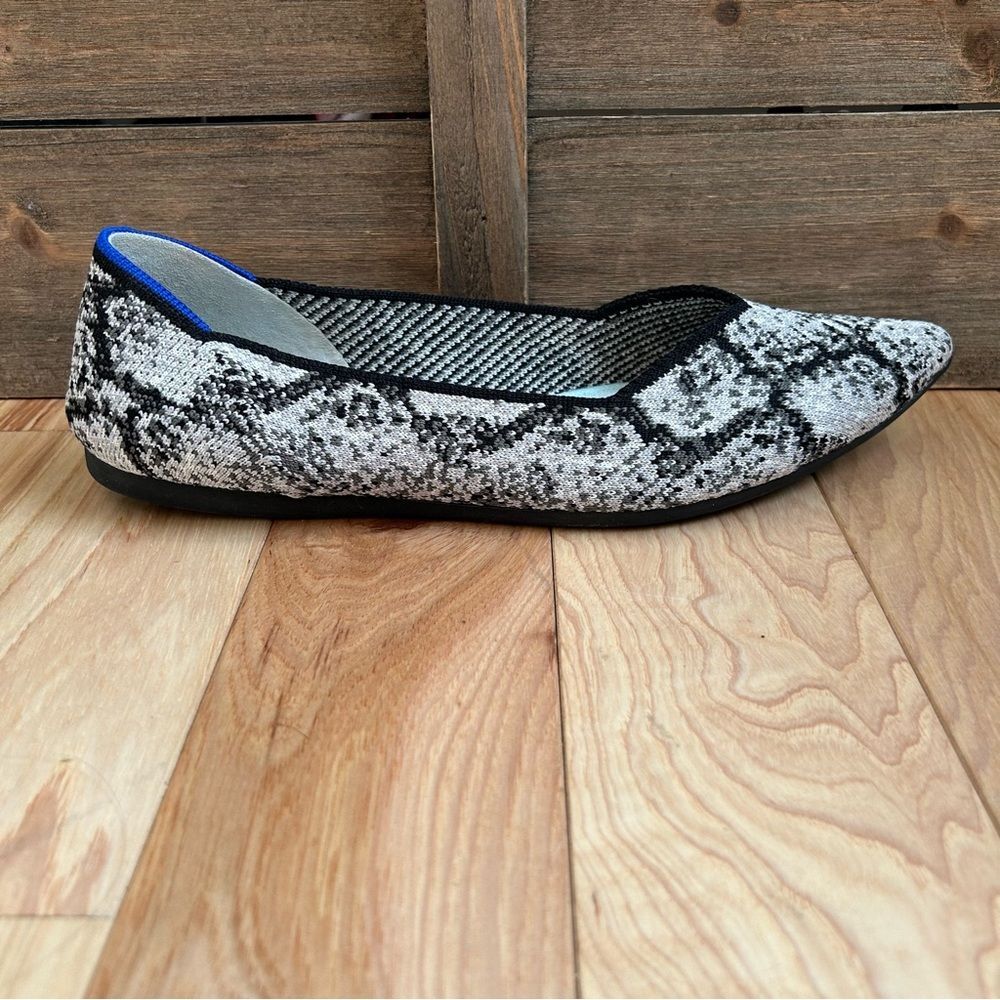 Rothy's The Point Black & White Python Print Flat… - image 11